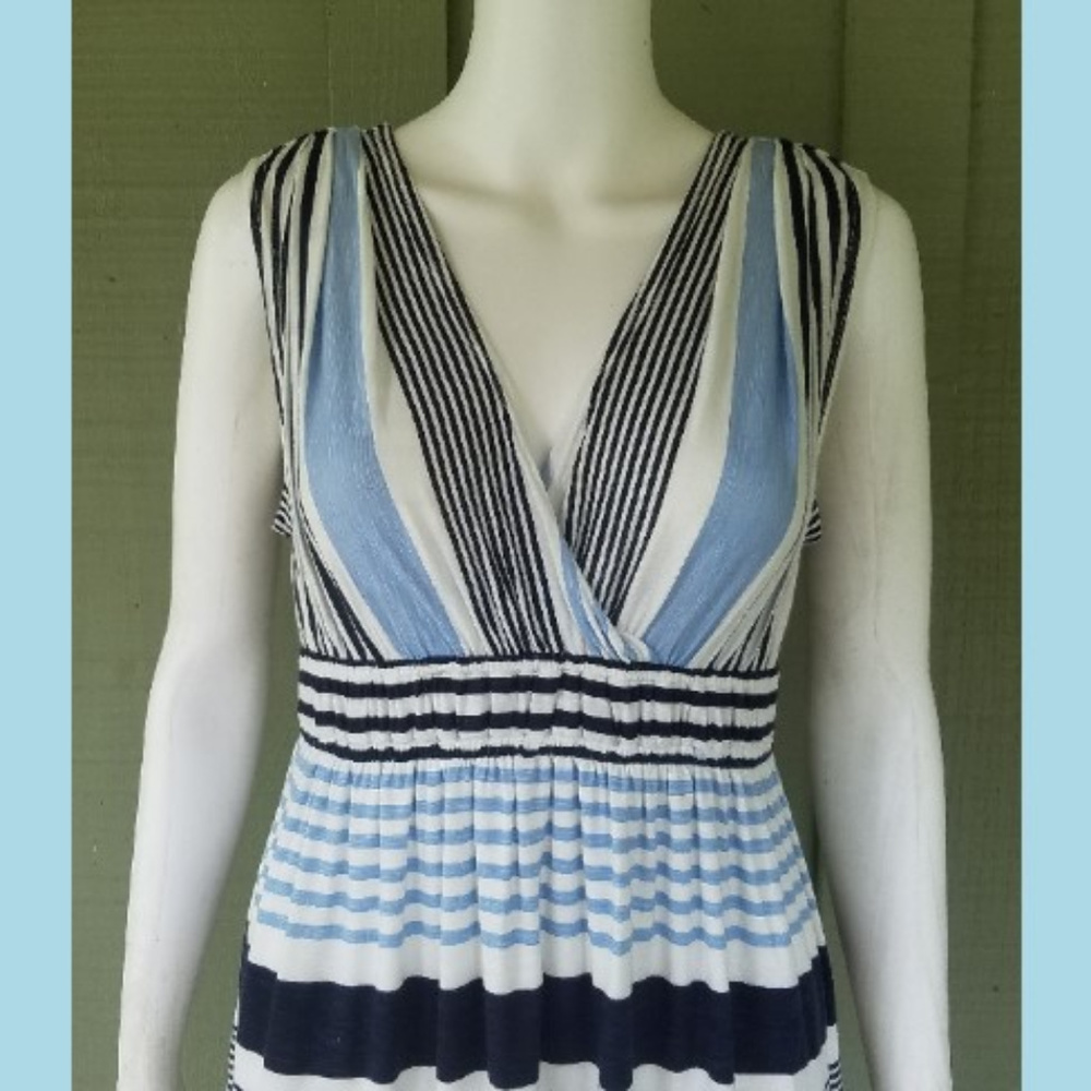 Ann Taylor LOFT Blue White Striped Jersey Dress XS - Picture 2 of 4